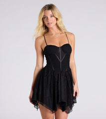Turn On The Charm Corset Lace Skater Mini Dress