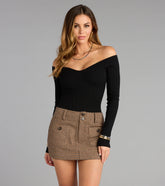 Effortless Chic Knit Off-The-Shoulder Long Sleeve Bodysuit