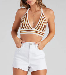 Sassy Stripes Knit Halter Top