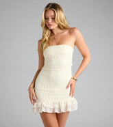 Adorable Flirt Ruffle Lace Mini Tube Dress