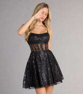 Taylor Glitter Bustier Skater Short Dress