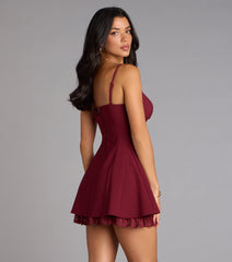 Chic Charm Lace Trim Skater Dress
