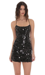Multi Sequin Bodycon Dress in Black