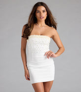 Chic Glamour Pearl Trim Mini Dress