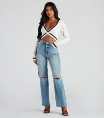 Varsity Blues Cable Knit Sweater