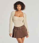 Cozy Glam Cable Knit Long Sleeve Bolero