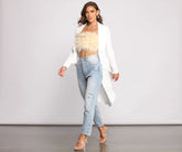 First In Class Peplum High Low Jacket