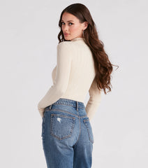 Coffee First Cable Knit Bodysuit