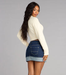 Heart to Heart Cable Knit Crop Sweater