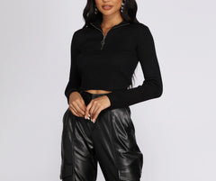 Zip Front Cropped Sweater