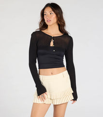 Perfectly Chic Button Crop Sweater Topper