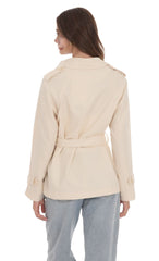 Double Breasted Trench Coat in Cream