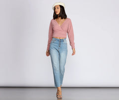 La Femme Knit Wrap Sweater