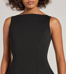 Timeless Elegance Boat Neck Crepe Skater Dress