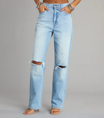 High-Rise Distressed Boyfriend Jeans