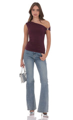 Embellished Off Shoulder Top in Purple