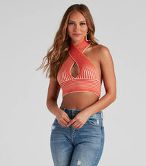 Main Squeeze Striped Halter Wrap Top