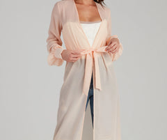 Chic Sheer Chiffon Belted Trench