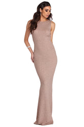 Janelle Glitter Bow Back Formal Dress