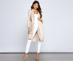 Striped Sophistication Long Blazer