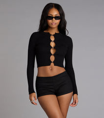Peek the Drama Long Sleeve Crop Top