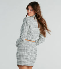 Fabulous By The Second Tweed Plaid Crop Blazer