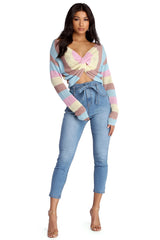 Sassy And Striped Cropped Sweater