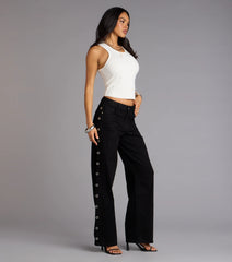 Ring It In Grommet Wide-Leg Denim Jeans