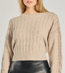 Snuggle Chic Cable Knit Tie-Back Sweater