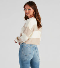 Fall Chill Striped Crop Sweater