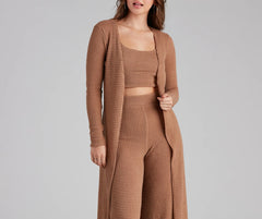 Trendy Textures Long Sleeve Duster