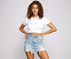 Open Back Crew Neck Crop Top