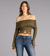 Street Muse Off-The-Shoulder Distressed Sweater