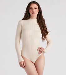 Coffee First Cable Knit Bodysuit