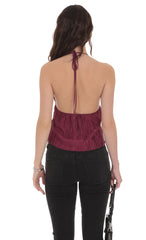 Pleated Babydoll Top in Plum
