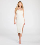 Kris Strapless Bodycon Beaded Midi Formal Dress