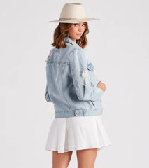 Perfectly Distressed Oversized Denim Jacket