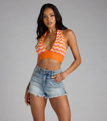 Summer Icon Striped Crochet Halter Top