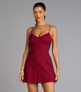 Romantic Notion Glitter Lace-Up Mini Dress
