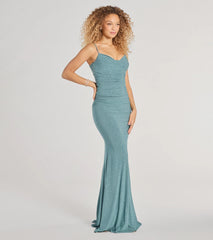 Patricia Glitter Cowl Neck Column Dress