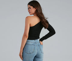 One Shoulder Allure Cutout Top
