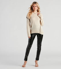 Cute Contrast Stitch Knit Sweater