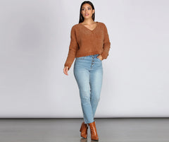 Chic In Chenille V-Neck Sweater