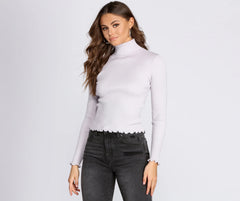 Ribbed Knit Turtleneck Top