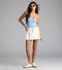 Sweet Honey Strapless Twist Crop Top