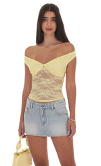 Off Shoulder Lace Top in Yellow