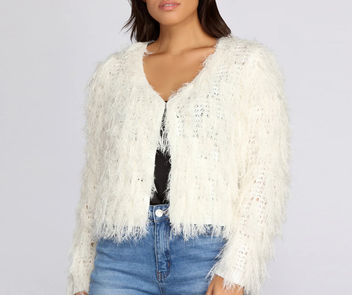 Swag in Shag Knit Cardigan