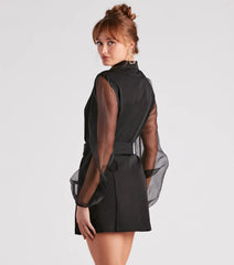 Chic And Fab Sheer Sleeve Blazer Dress