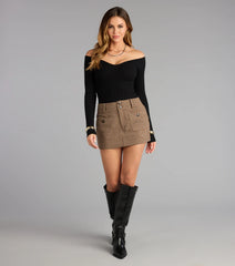 Effortless Chic Knit Off-The-Shoulder Long Sleeve Bodysuit