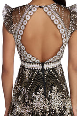 Jaelyn Formal Open Back Glitter Dress